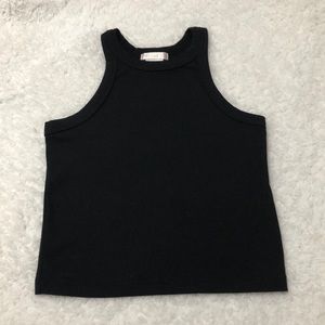 Black Ribbed Crop Tank